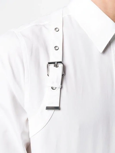 Shop Alexander Mcqueen Buckled Shoulder Strap Detail Shirt - White