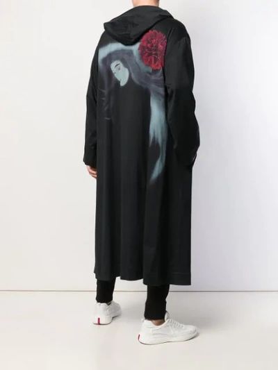 Shop Yohji Yamamoto Long Hooded Coat In 1 Black