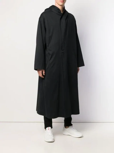 Shop Yohji Yamamoto Long Hooded Coat In 1 Black