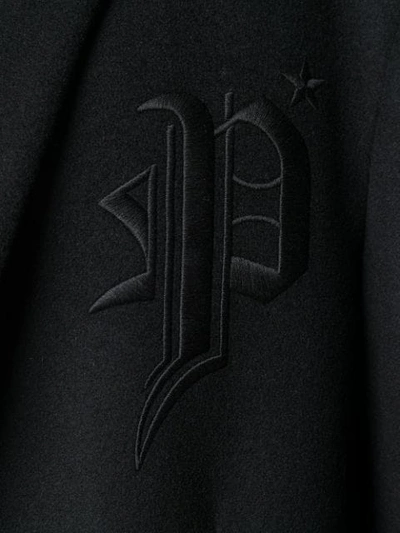 Shop Philipp Plein Logo Embroidered Coat In Black