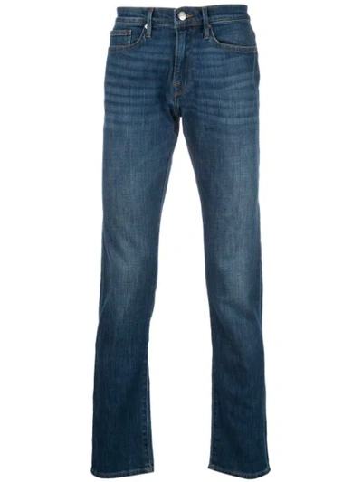 Shop Frame Straight Leg Denim Jeans In Blue
