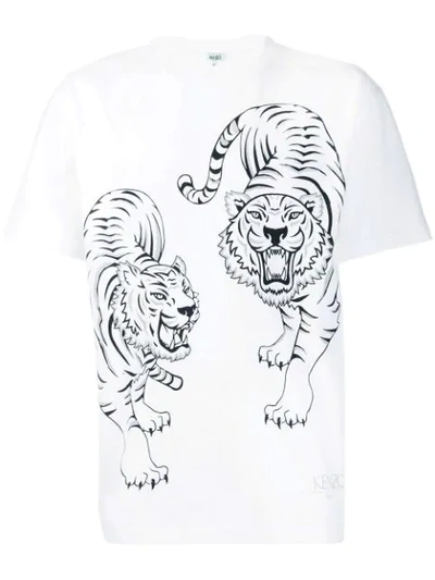 Shop Kenzo Double Tiger Print T-shirt In White