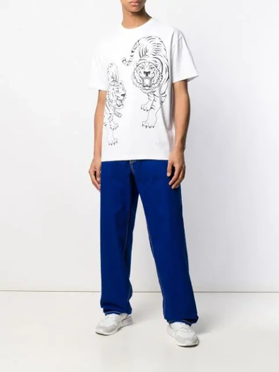 Shop Kenzo Double Tiger Print T-shirt In White