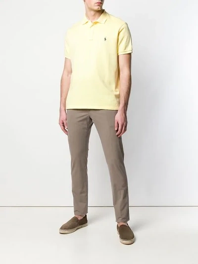 Shop Ralph Lauren Embroidered Logo Polo Shirt In Yellow