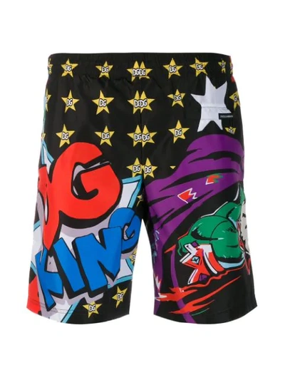 Shop Dolce & Gabbana Superhero King Swim Shorts In Hxj17 Human Crown F.multic