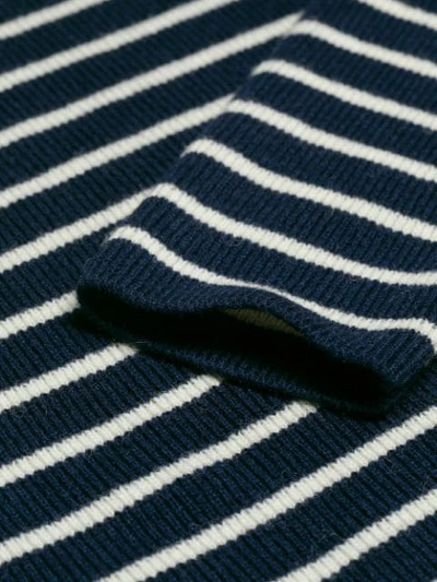 Shop Saint Laurent Striped Buttoned Jumper In Blue