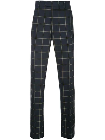 Shop Calvin Klein 205w39nyc Checked Tailored Trousers In Blue