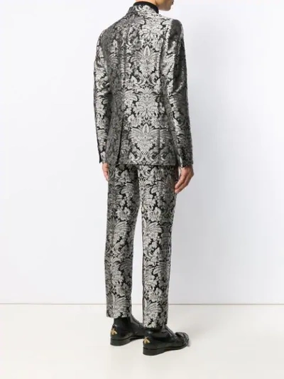 Shop Dolce & Gabbana Floral Embroidered Two-piece Suit In Black