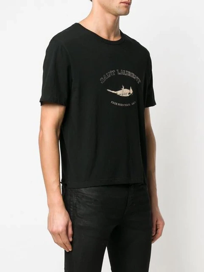 Shop Saint Laurent Logo Print T-shirt In 1095 -noir/naturel