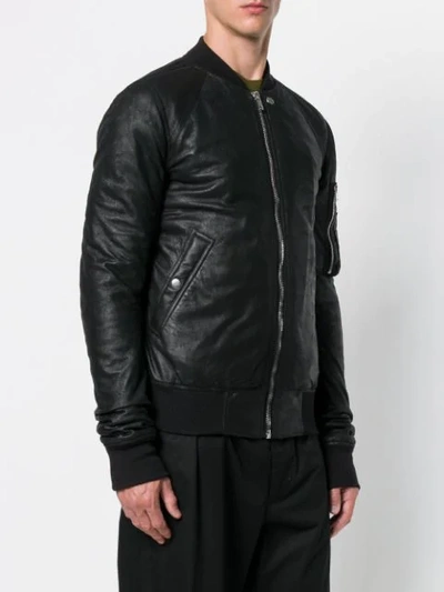 Shop Rick Owens Zipped Bomber Jacket In Black