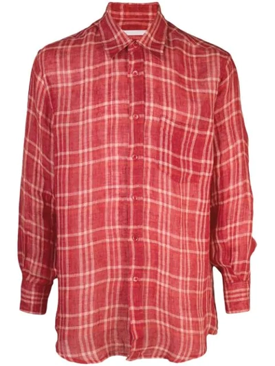 Shop Our Legacy Plaid Print Shirt In Red