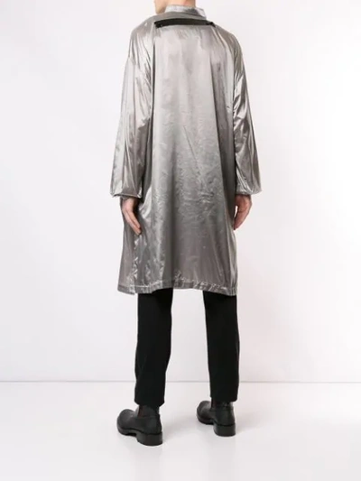 Shop Raf Simons Metallic Raincoat In 00080 Grey