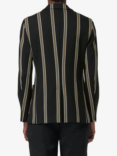 Shop Burberry Slim Fit Striped Wool Blend Club Blazer In Black