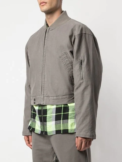 Shop Fear Of God Cropped Bomber Jacket In Grey