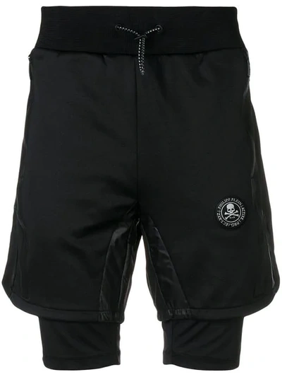 Shop Philipp Plein Track Inspired Shorts In Black