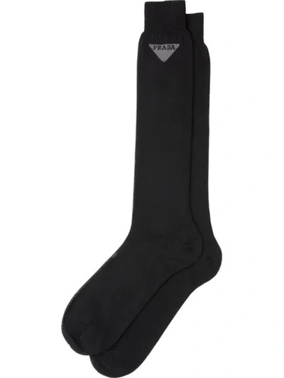 Shop Prada Lisle Socks In Black