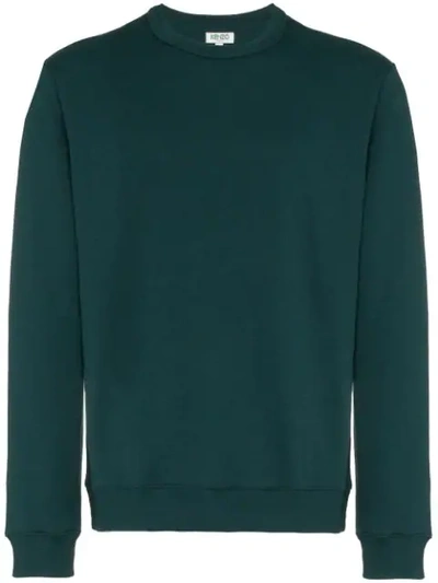 Shop Kenzo Back Logo Print Cotton Sweatshirt - Green