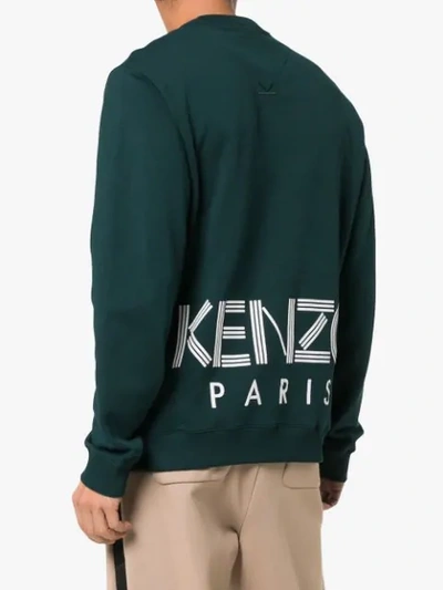 Shop Kenzo Back Logo Print Cotton Sweatshirt - Green