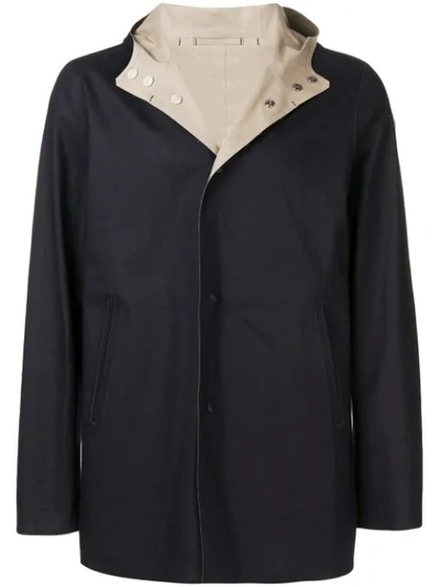 Shop Herno Reversible Hooded Coat In Blue