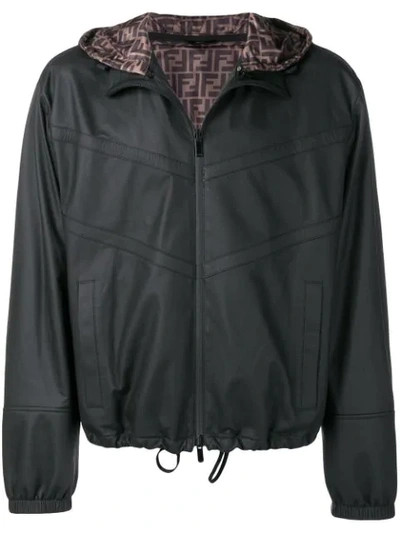Shop Fendi Ff Hooded Jacket In Black