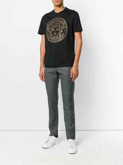 Shop Versace Medusa Crystal-embellished T-shirt In Black