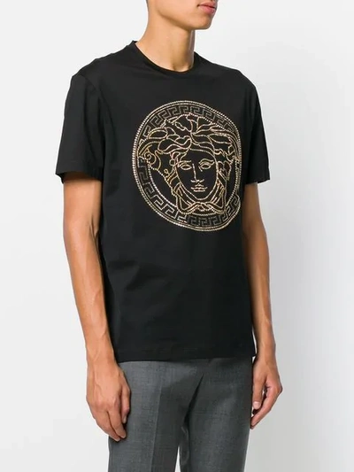 Shop Versace Medusa Crystal-embellished T-shirt In Black
