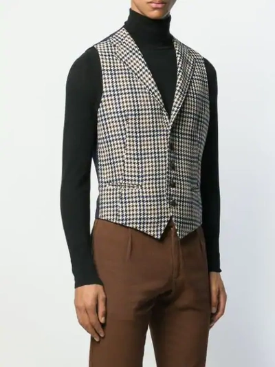 Shop Tagliatore Houndstooth Waistcoat In Blue