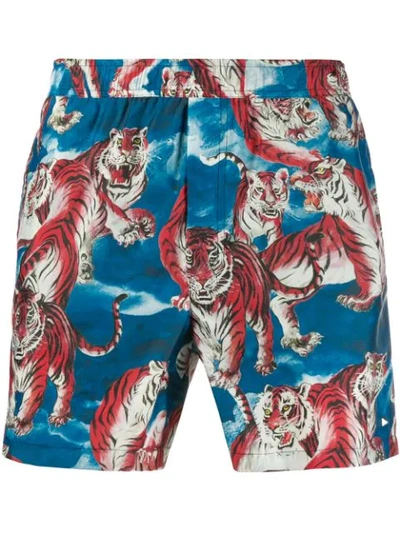 Shop Valentino Tiger Print Swimming Shorts In 5bk