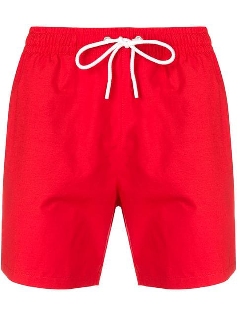 lacoste red swim shorts