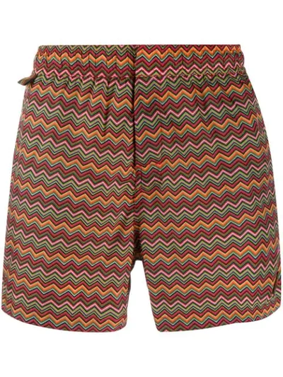 Shop Missoni Chevron Pattern Swimming Shorts In Red