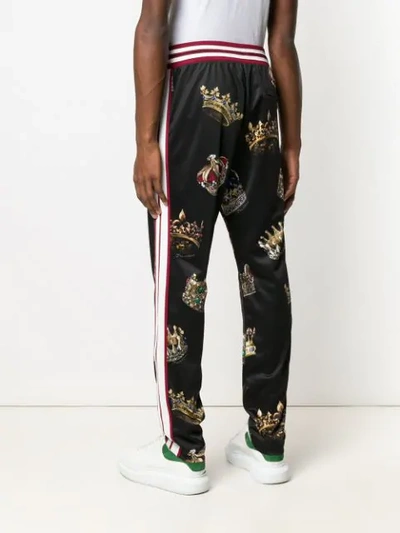 Shop Dolce & Gabbana Crown Print Track Pants In Black