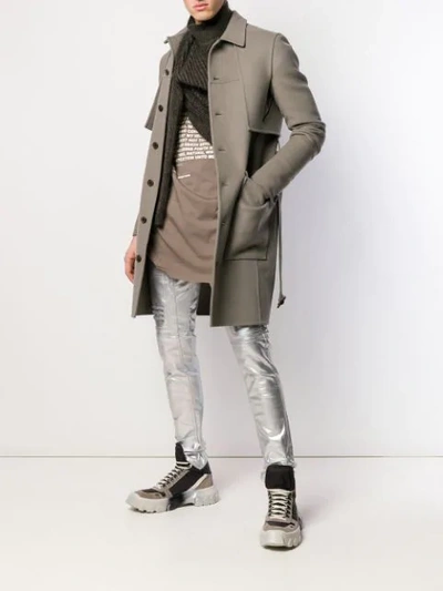 Shop Rick Owens Trench Coat In Grey
