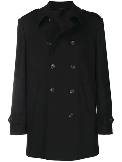 Shop Tonello Short Double Breasted Coat In Black