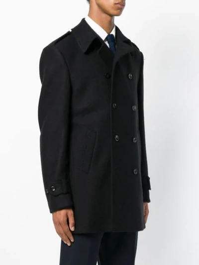 Shop Tonello Short Double Breasted Coat In Black