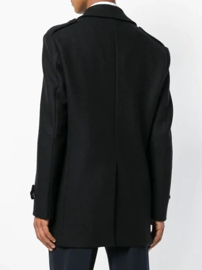 Shop Tonello Short Double Breasted Coat In Black