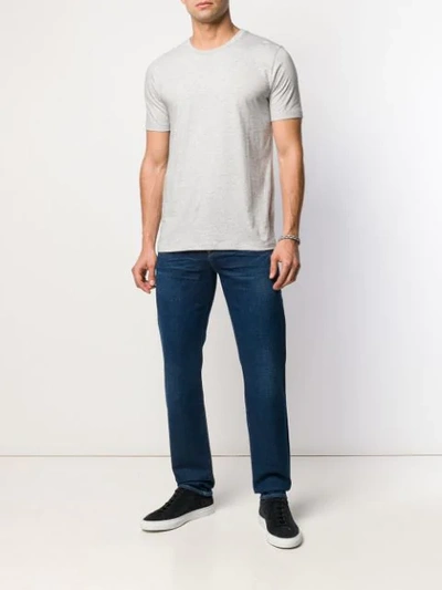 Shop Hugo Boss Melange Round Neck T-shirt In Grey