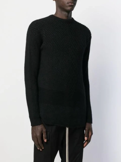 Shop Rick Owens Chevron Knit Sweater In 909 Black/black
