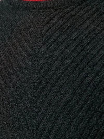 Shop Rick Owens Chevron Knit Sweater In 909 Black/black
