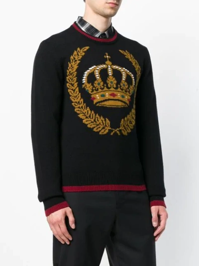 Shop Dolce & Gabbana Intarsia Crewneck Sweater In Black