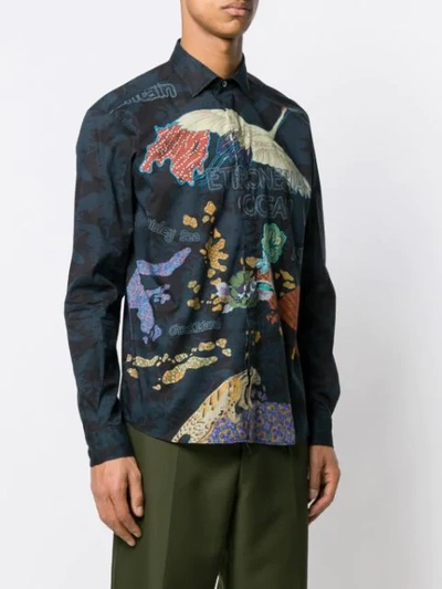 Shop Etro Paisley Island-print Shirt In Blue