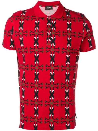 Shop Fendi Fashion Show Motif Polo Shirt In Red