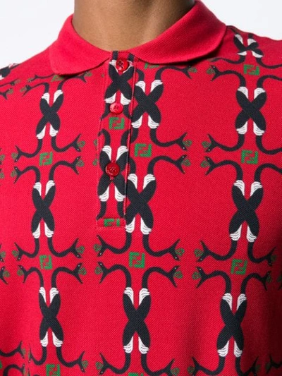 Shop Fendi Fashion Show Motif Polo Shirt In Red