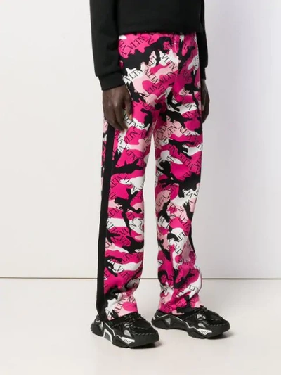 Shop Valentino Vltn Grid Print Track Pants In Pink