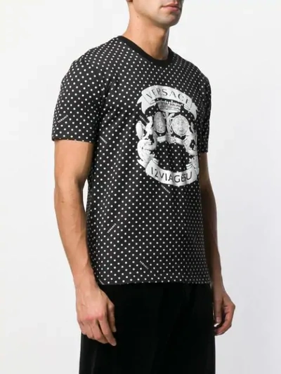 VERSACE POLKA DOT LOGO T-SHIRT - 黑色