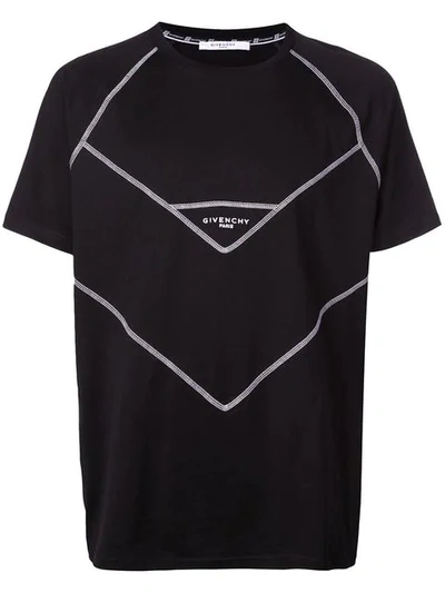 Shop Givenchy Contrast Stitch Logo Print T-shirt In Black ,white