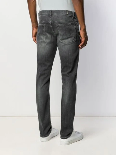 7 For All Mankind Tapered Stonewashed Jeans In Grey
