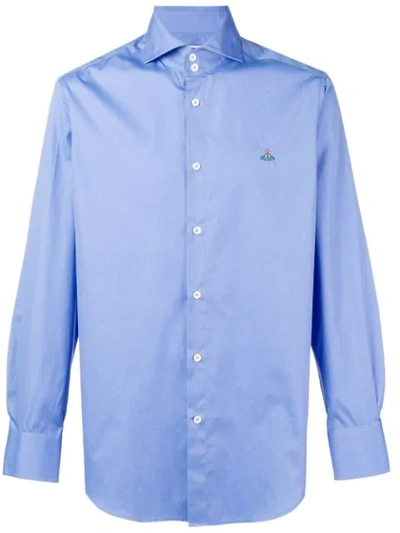 Shop Vivienne Westwood Spread Collar Classic Shirt In Blue