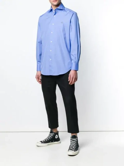 Shop Vivienne Westwood Spread Collar Classic Shirt In Blue