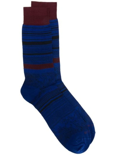 Shop Etro Intarsia Socks In Blue