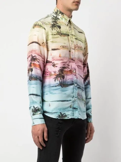 Shop Amiri Hawaii Print Shirt In Green